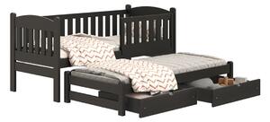Detská posteľ Alvins s prístelkou - 90x180 cm - čierna