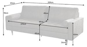 Dizajnová sedačka Adan 220 cm antik sivá