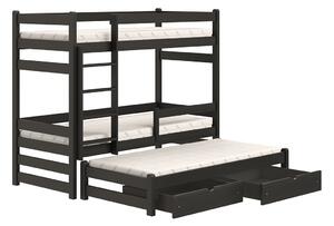Detská posteľ poschodová s výsuvným lôžkom Alis PPV 018 - Čierny, 90x200