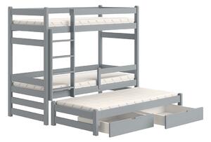 Dvojposchodová posteľ s extra výsuvným lôžkom Alis PPV 018 - Farba šedá