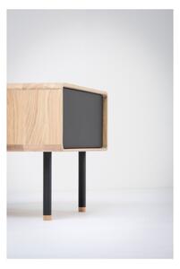 Nočný stolík z dubového dreva s čiernou zásuvkou Gazzda Fina