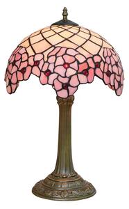 Tiffany stolná lampa Ping Garden 128 - Huizhou Oufu v.48xš.30, sklo/kov, 40W (Pink garden)