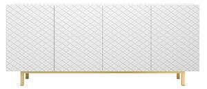 Komoda Scalia II 190 4D - biely mat / zlaté Rošt