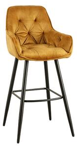 Dizajnová barová stolička Garold horčicový zamat