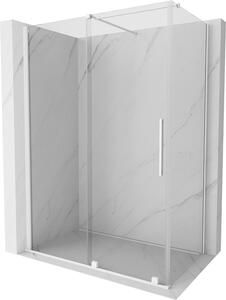 Mexen Velar, sprchový kút s posuvnými dverami 130(dvere) x 75(stena) cm, 8mm číre sklo, biela, 871-130-075-01-20