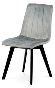 Autronic Jedálenská stoličkaVelvet fabric Light grey R23-39, Frame:Beech wood-black coating CT-617 SIL4