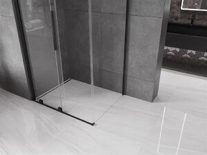 Mexen Velar, sprchový kút s posuvnými dverami 110(dvere) x 75(stena) cm, 8mm číre sklo, čierna matná, 871-110-075-01-70