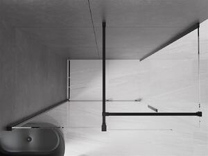 Mexen Velar, sprchový kút s posuvnými dverami 130(dvere) x 75(stena) cm, 8mm číre sklo, čierna matná, 871-130-075-01-70
