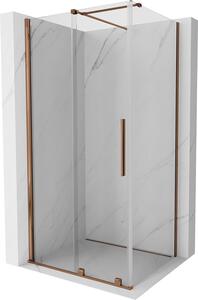 Mexen Velar, sprchový kút s posuvnými dverami 90(dvere) x 75(stena) cm, 8mm číre sklo, ružové zlato, 871-090-075-01-60