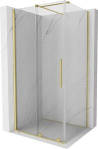 Mexen Velar, sprchový kút s posuvnými dverami 140(dvere) x 100(stena) cm, 8mm číre sklo, zlatá matná, 871-140-100-01-55