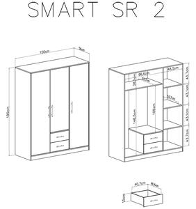 Skriňa Smart SRL2 so zrkadlom - biely lux / dub sonoma