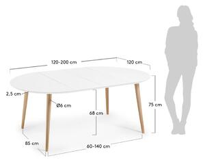 Rozkladací jedálenský stôl Kave Home Oakland, ⌀ 120 cm