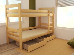 Detská poschodová posteľ z MASÍVU 200x90cm so zásuvkou - PP019