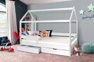 MAXMAX Detská Domčekové posteľ KIDS - biela 200x90 cm