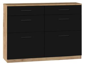Komoda Keri 19 100 cm so zásuvkami - dub craft tabacco / čierny mat