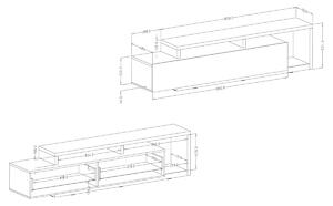 Stolík pod TV Bota 40 s otvorenými policami 219 cm - antracitová / dub ribbec