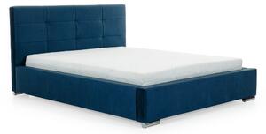 Čalúnená posteľ do spálne Elderio - námornícka modrá zamat hydrofobowy Monolith 77, 140x200
