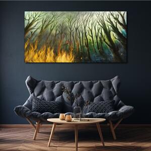 Obraz Canvas Maľovanie lesné strom oheň