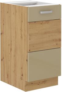 Spodní kuchyňská skříňka 40 cm 01 - VISION - Bílá lesklá / Dub lancelot
