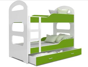 Detská poschodová posteľ Dominik so zásuvkou ZELENÁ - 160x80 cm