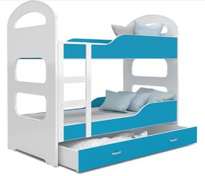 Detská poschodová posteľ Dominik so zásuvkou MODRÁ - 160x80 cm
