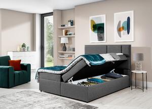 Manželská posteľ Boxspring 160 cm Florio (sivá) (s matracmi a úl. priestorom). Vlastná spoľahlivá doprava až k Vám domov. 1025387
