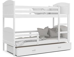 Detská poschodová posteľ so zásuvkou MATTEO - 200x90 cm - biela