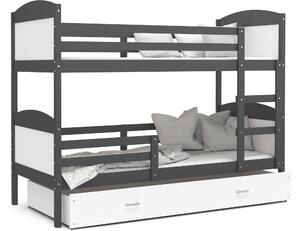 Detská poschodová posteľ so zásuvkou MATTEO - 200x90 cm - bielo-šedá