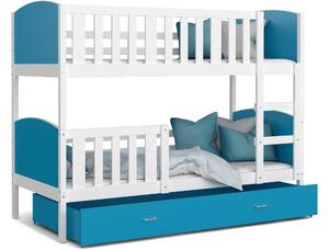 Detská poschodová posteľ so zásuvkou TAMI Q - 190x80 cm - modro-biela