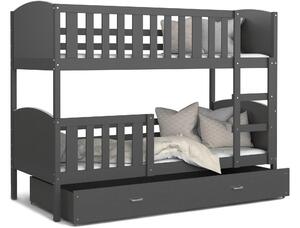 Detská poschodová posteľ so zásuvkou TAMI Q - 160x80 cm - šedá