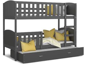 Detská poschodová posteľ s prístelkou TAMI Q - 190x80 cm - šedá