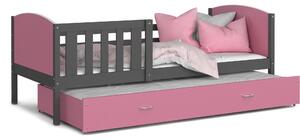 Detská posteľ s prístelkou TAMI R2 - 190x80 cm - ružovo-šedá