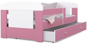 Detská posteľ so zásuvkou PHILIP - 140x80 cm - ružovo-biela
