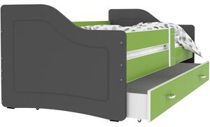 Detská posteľ so zásuvkou SWEET - 140x80 cm - zeleno-šedá