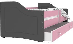 Detská posteľ so zásuvkou SWEET - 140x80 cm - ružovo-šedá