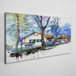 Obraz canvas Abstrakcie akvarel stromy
