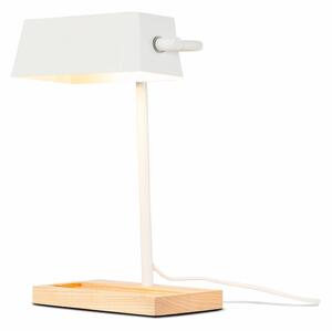 Stolová lampa s kovovým tienidlom v bielo-prírodnej farbe (výška 40 cm) Cambridge – it's about RoMi
