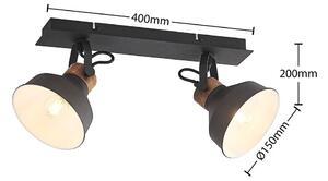Lindby - Nefeli 2 Stropné Lampa Black/Wood - Lampemesteren