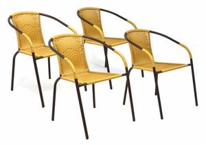 Garthen 35123 Sada 4 kusov záhradných stoličiek s polyratanovým výpletom - béžová