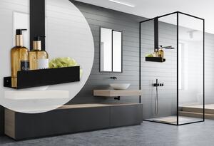 Rea Tori, kúpeľňová závesná polička 40x9,5x75,5 cm, čierna matná, REA-85000