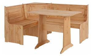 Set rohovej lavice a jedálenského stola z masívneho borovicového dreva Støraa Samantha