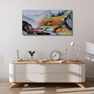 Obraz canvas Abstrakcia horského stromu hmla