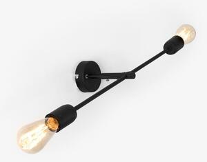 Čierna nástenná lampa na 2 žiarovky CustomForm Twigo, šírka 60 cm