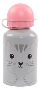 Sivo-ružová fľaša na vodu Sass & Belle Nori Cat