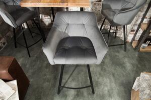 Barová stolička Loft zamat strieborná sivá