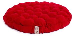 Červený sedací vankúšik s masážnymi loptičkami Linda Vrňáková Bloom, Ø 65 cm