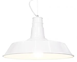 Dekoori - Loftová industriálna závesná lampa SAGGI, biele kovové svietidlo, DEKORIKO