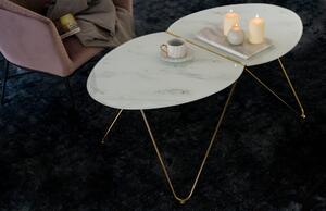 Konferenčný stolík s dekorom mramoru a podnožím v zlatej farbe RGE Ant, dĺžka 116 cm