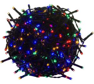 Vianočná reťaz - 10 m, 100 LED, farebná, zelený kábel