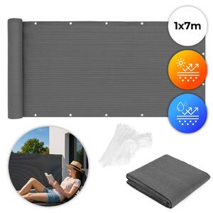 MultiGarden Tieniaca sieť na balkón s príslušenstvom 100x700 cm - sivá MultiGarden